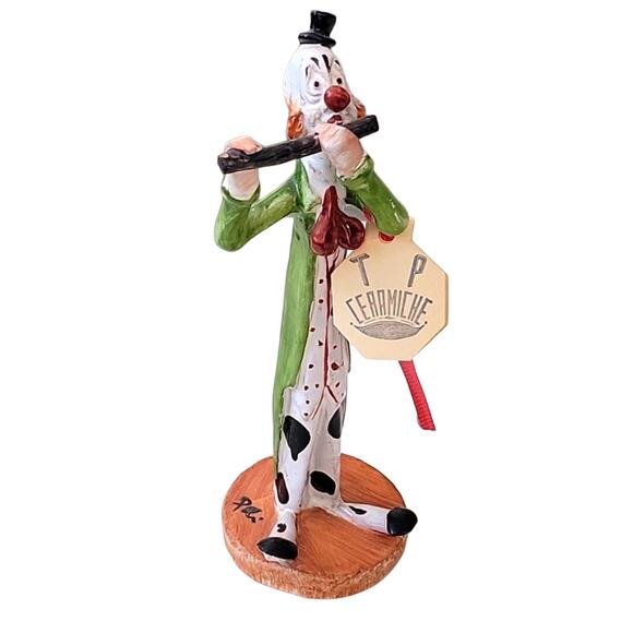 Vintage TP Ceramiche Italian Pottery Clown Figurine Ceramic Italy Signed 9" - Picture 1 of 9
